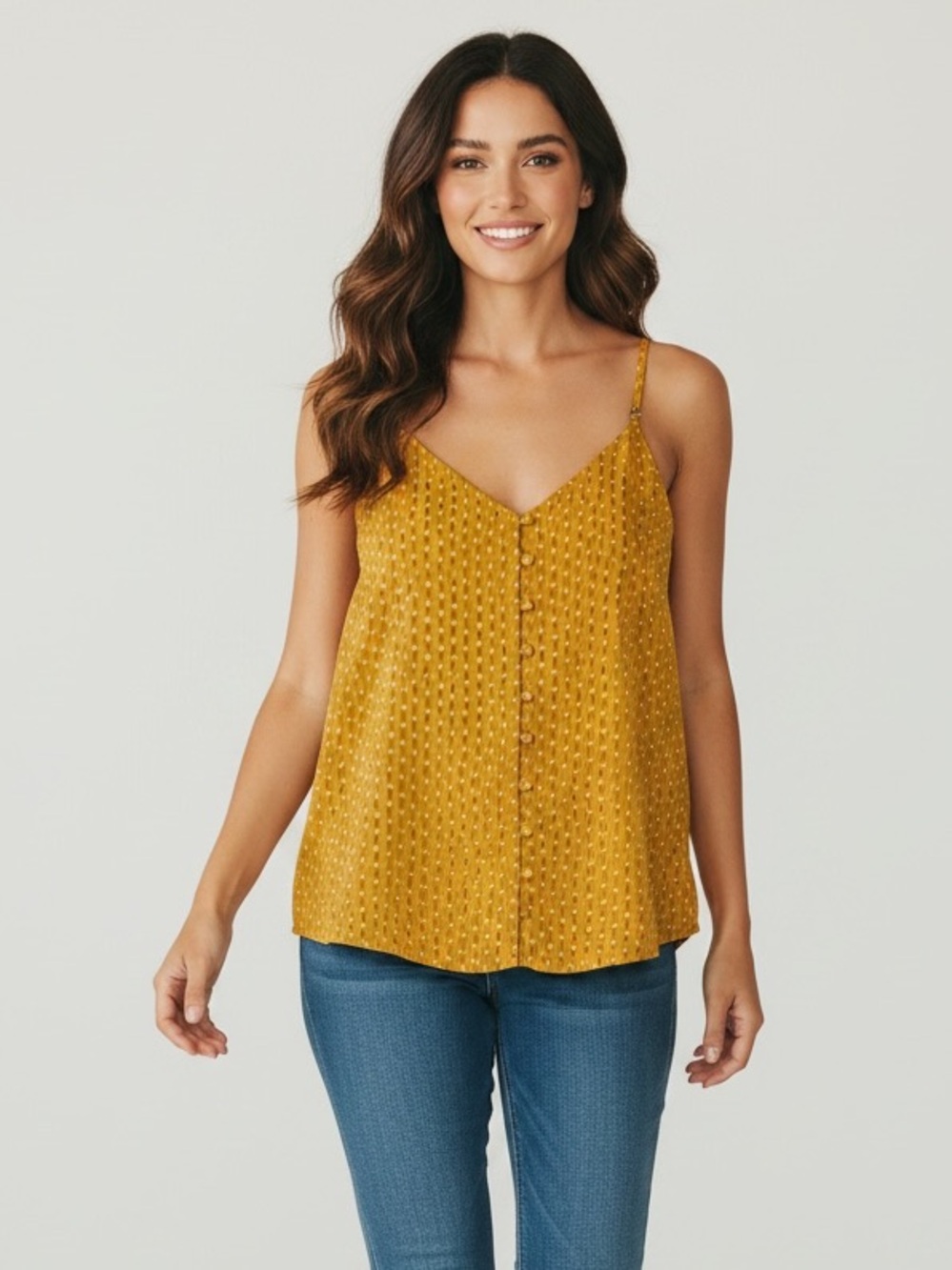 Maison Jules Mustard Yellow Button-Front Cami